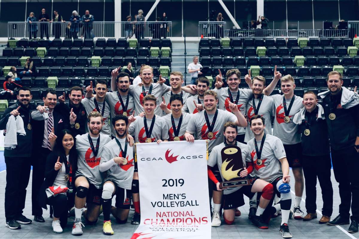 The Fanshawe Falcons' men's volleyball team.
