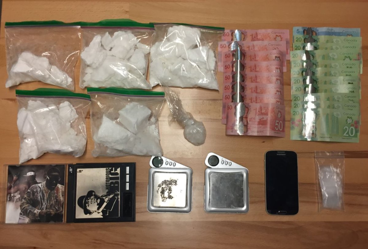 With the assistance of the K9 unit, officers executed a search warrant at a home in the town on Thursday, when a quantity of cocaine, crystal meth, cell phones and cash were seized.