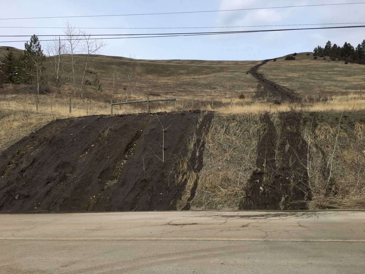 The site of a mudslide onto Highway 33 Saturday evening. 