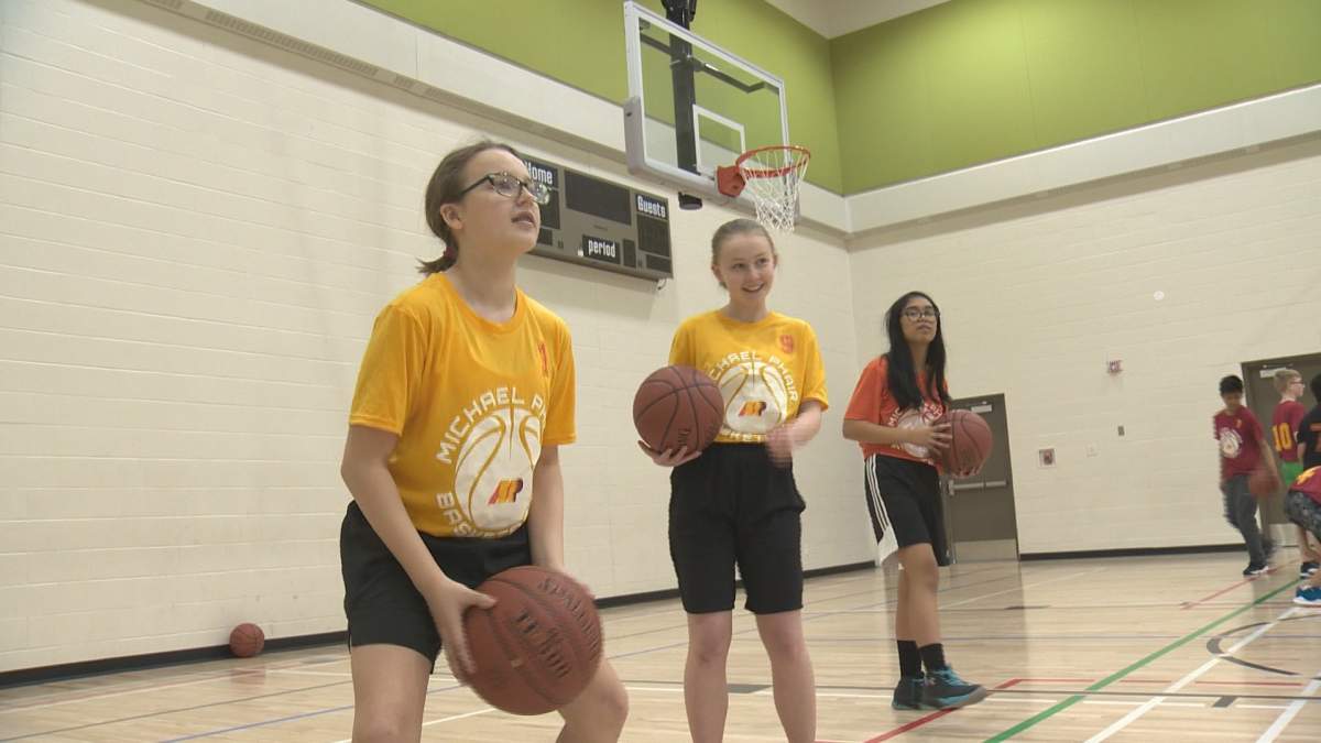 Grade 7 student Kayla Puff is one of 37 players on her school basketball team.