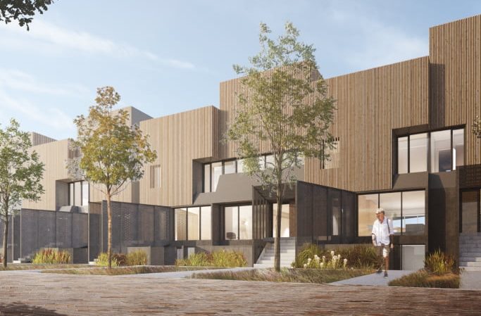 Renderings of the townhomes being built by Ocheller by RedBrick in the Blatchford neighbourhood of central Edmonton.