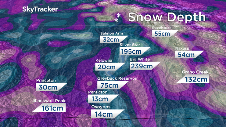 More than 10 times the normal amount of snow is on the ground in parts of the Okanagan, as of March 7, 2019.