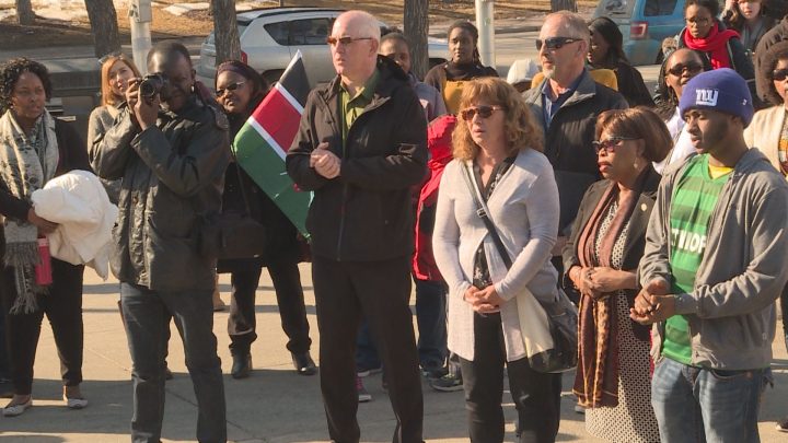 Calgarians attended a vigil on Sunday for the victims of the Ethiopian Airlines crash on March 10.