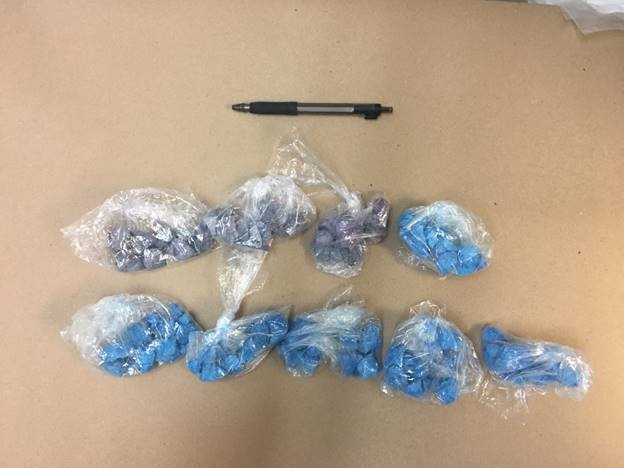 Guelph police announced that officers seized $80,000 worth of blue and purple fentanyl on March 20.