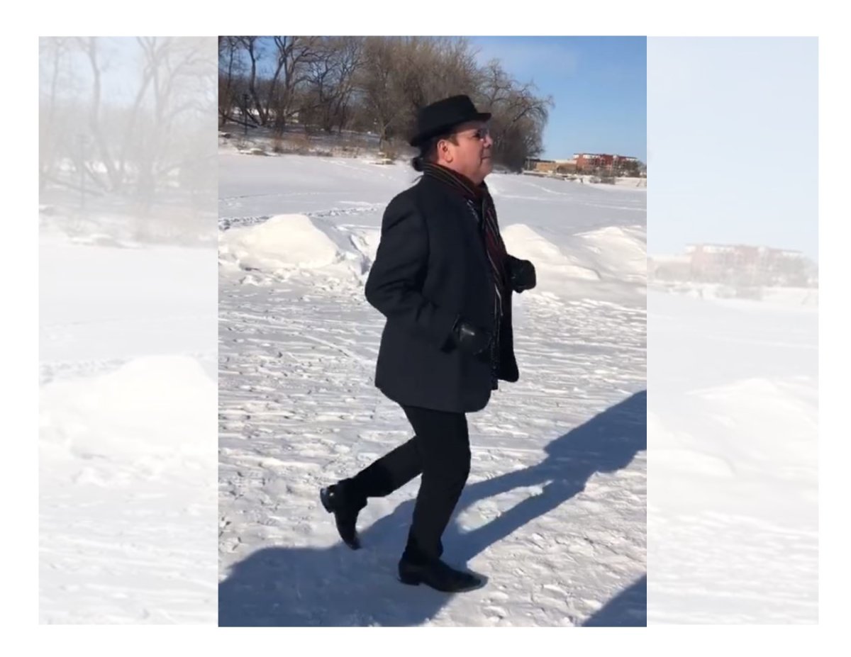 Grand Chief Garrison Settee does the Red River Jig near The Forks in his rendition of the IceRoad Challenge.
