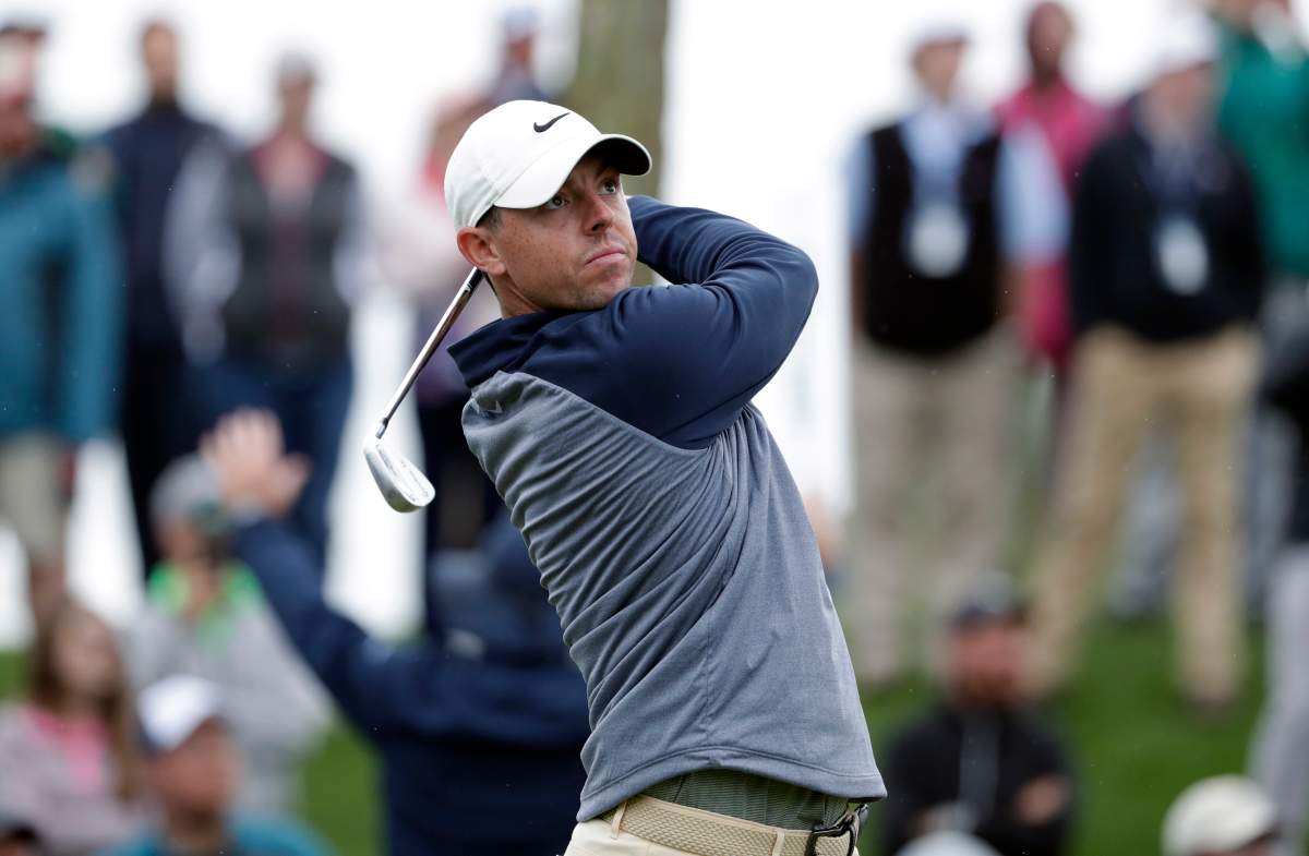 Rory McIlroy, of Northern Ireland, hits his tee shot on the third hole during the final round of The Players Championship golf tournament Sunday, March 17, 2019, in Ponte Vedra Beach, Fla.