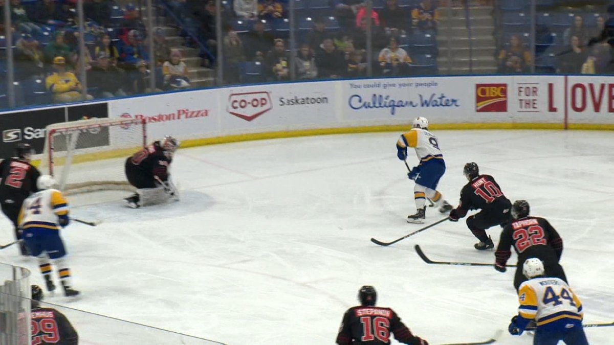 The Saskatoon Blades came back twice from two goal deficits to down the Moose Jaw Warriors 5-3 in WHL action.
