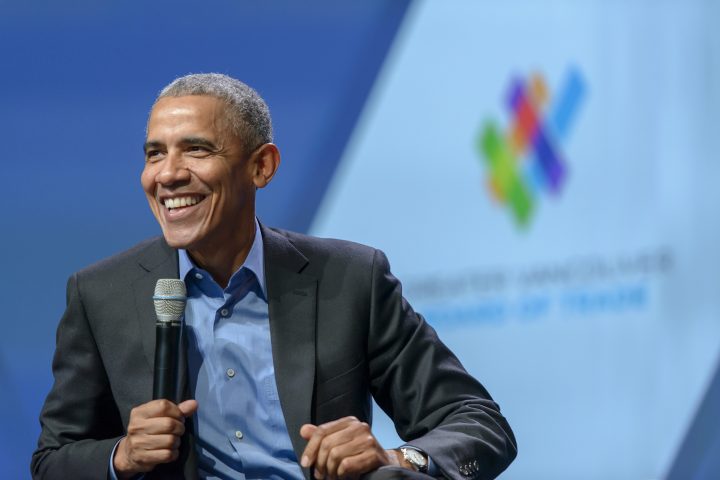 Former U.S. president Barack Obama spoke to the Greater Vancouver Board of Trade on Tuesday.