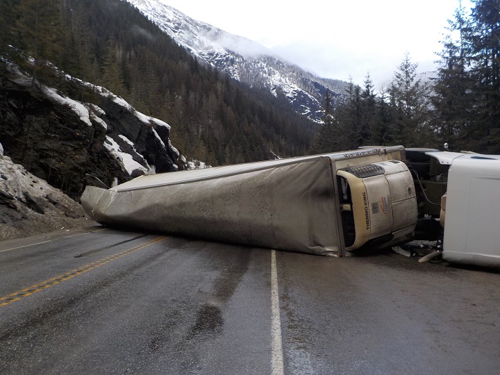 Police and emergency crews were called to a semi rollover on the Trans-Canada Highway, 35 kilometres east of Revelstoke, on Tuesday afternoon.