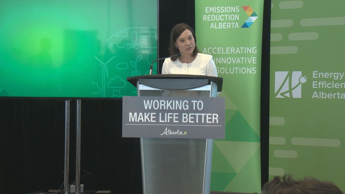 Environment Minister Shannon Phillips announces $100 million to kick-start new green transportation projects. Edmonton Tuesday, March 12, 2019.