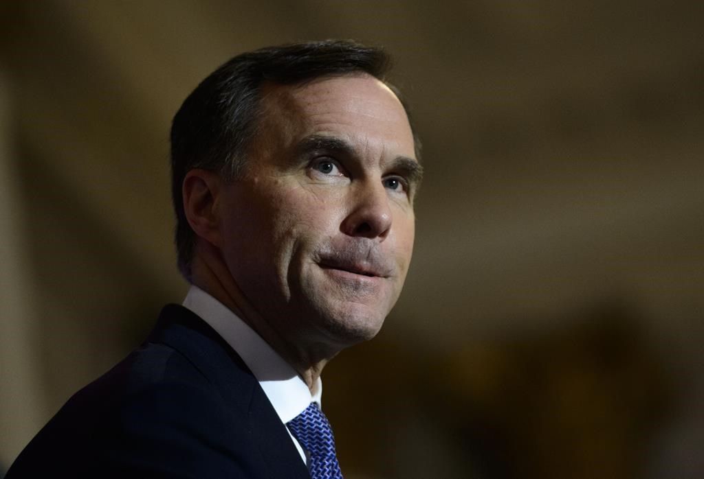 Finance Minister Bill Morneau delivers a speech at the Economic Club of Canada in Ottawa on Wednesday, March 20, 2019. Morneau told a Halifax business audience today that they shouldn't think of this week's budget as an election document.