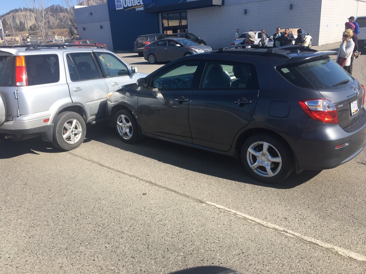 A collision on Spall Road in Kelowna on Sunday. 