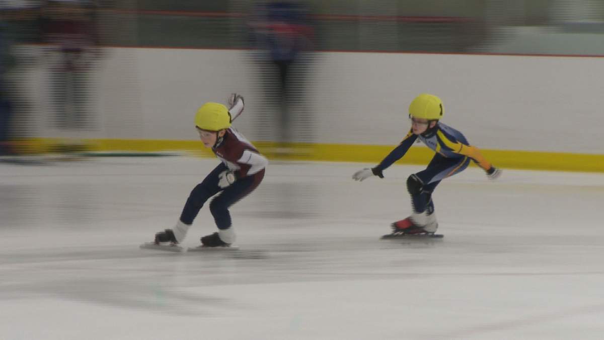 Skaters race at the Dollard-des-Ormeaux Civic Centre for the regional championships. Saturday, March 2, 2019.