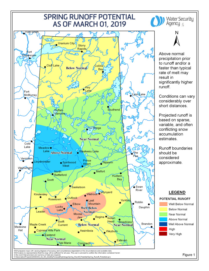 The WSA said the far north and most of southern Saskatchewan are expected to have a below normal snow runoff.