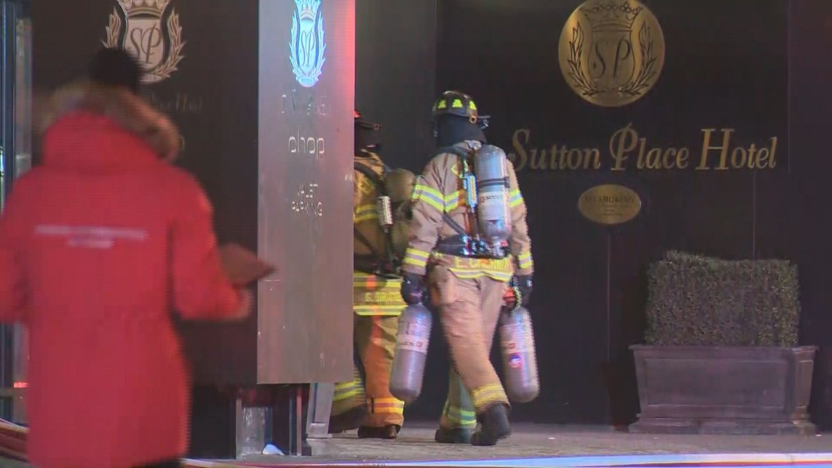 Edmonton Fire Rescue firefighters were called to the Sutton Place Hotel on 101 Street between 102A Avenue and 103 Avenue in downtown Edmonton on Wednesday, March 7, 2019. 