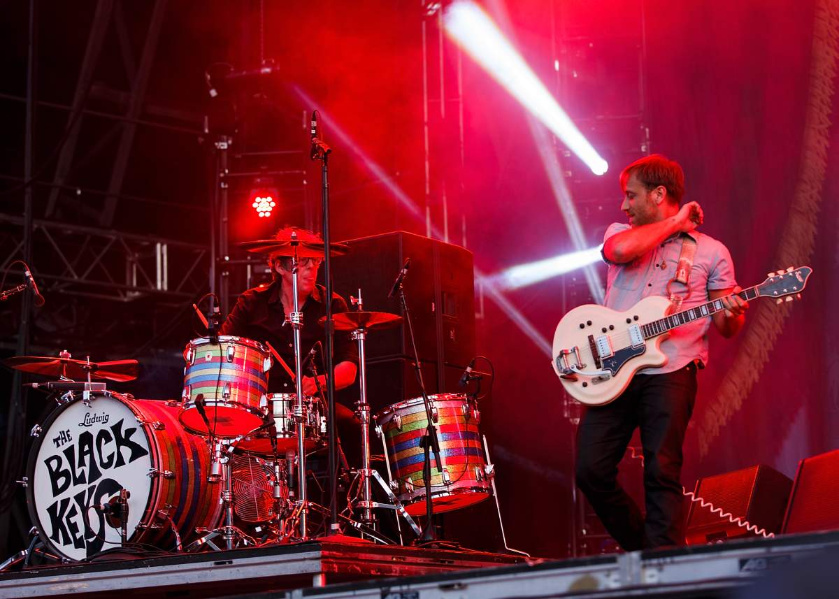 (L-R) Patrick Carney and Dan Auerbach of The Black Keys perform onstage during the Pemberton Music Festival on July 17, 2015, in Pemberton, B.C.