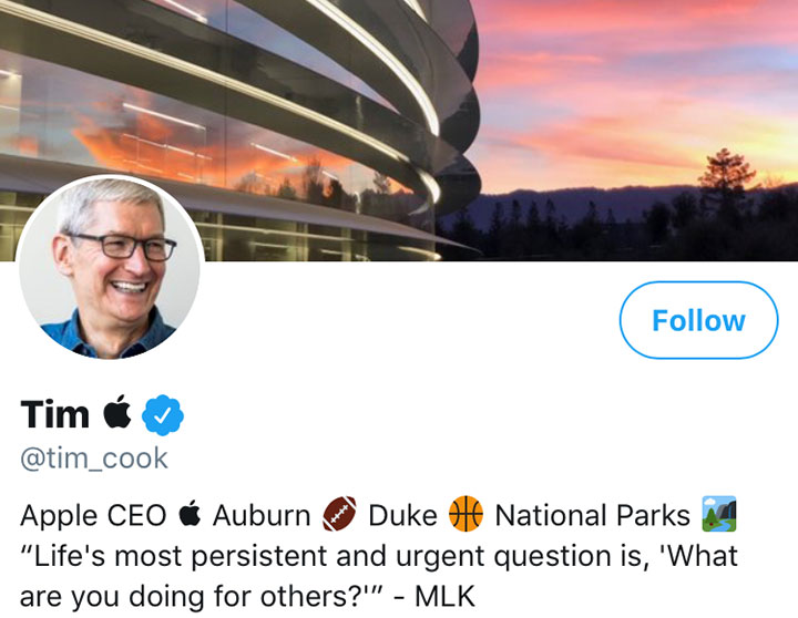 Tim Cook is now Tim Apple on Twitter after Donald Trump name flub
