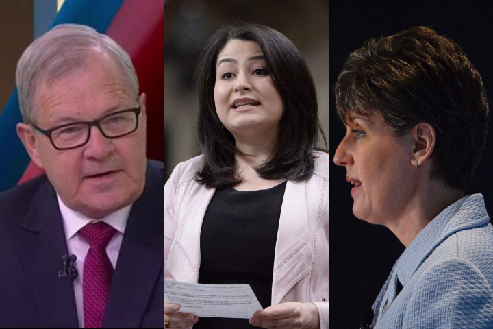 Lawrence MacAulay (left), Maryam Monsef (centre) and Marie-Claude Bibeau got new roles in cabinet in a small shuffle announced Friday in Ottawa.