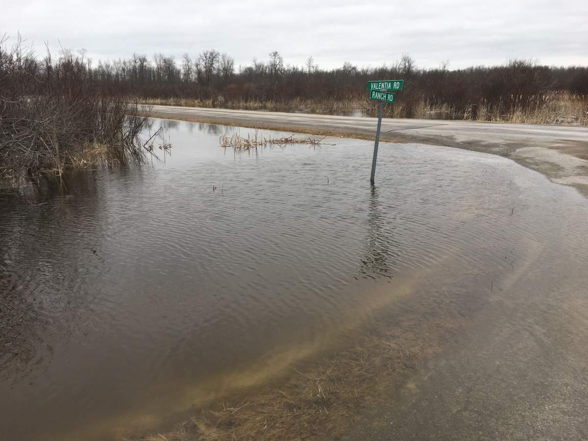 Valentia Road near Little Britain near the Mariposa Creek has flooded.