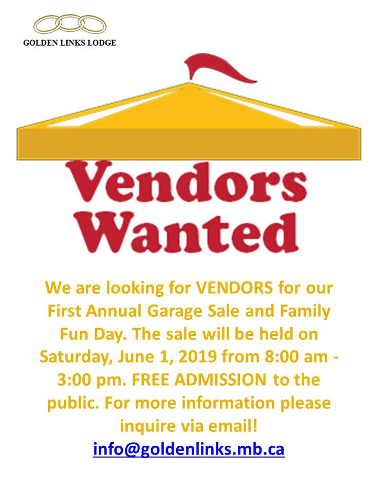 Vendors Wanted (for Golden Links Lodge Garage Sale & Family Fun Day) - image