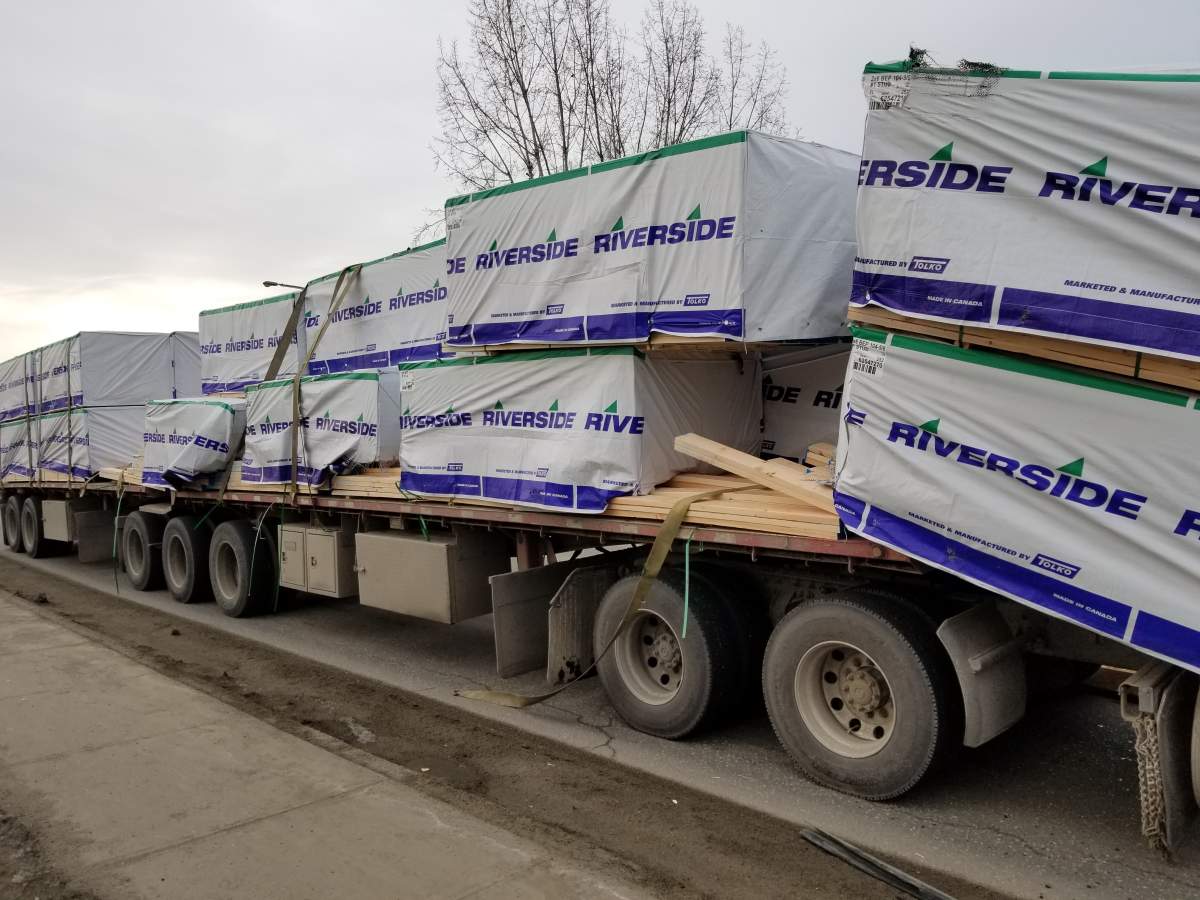The northbound lanes of Highway 97 had to be closed Wednesday morning when a semi partially lost its load.