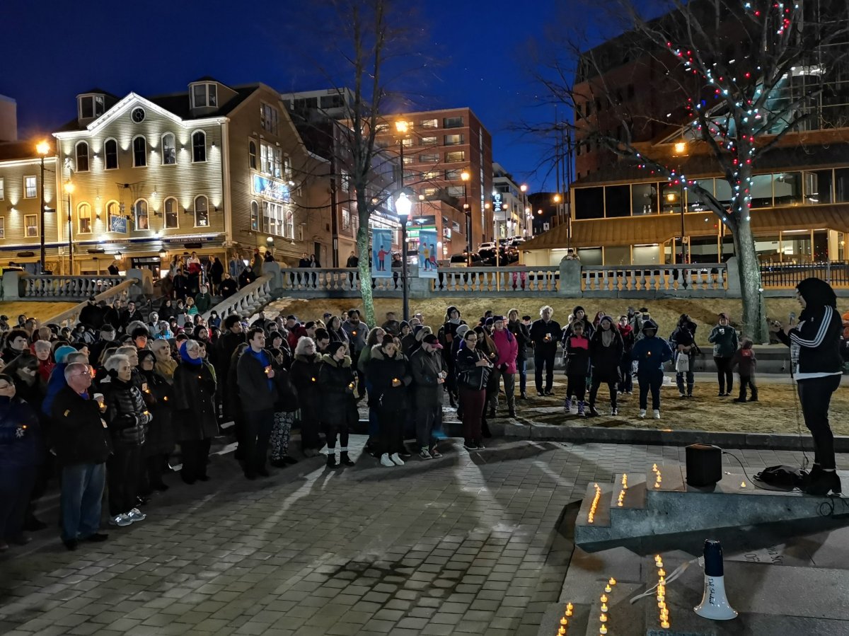 Residents gather outside Halifax City Hall on Saturday, March 16, 2019 for a vigil in the wake of the mosque shootings in New Zealand. 