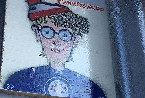 Waldo meets Patrik Laine in this public art piece from spring 2018.