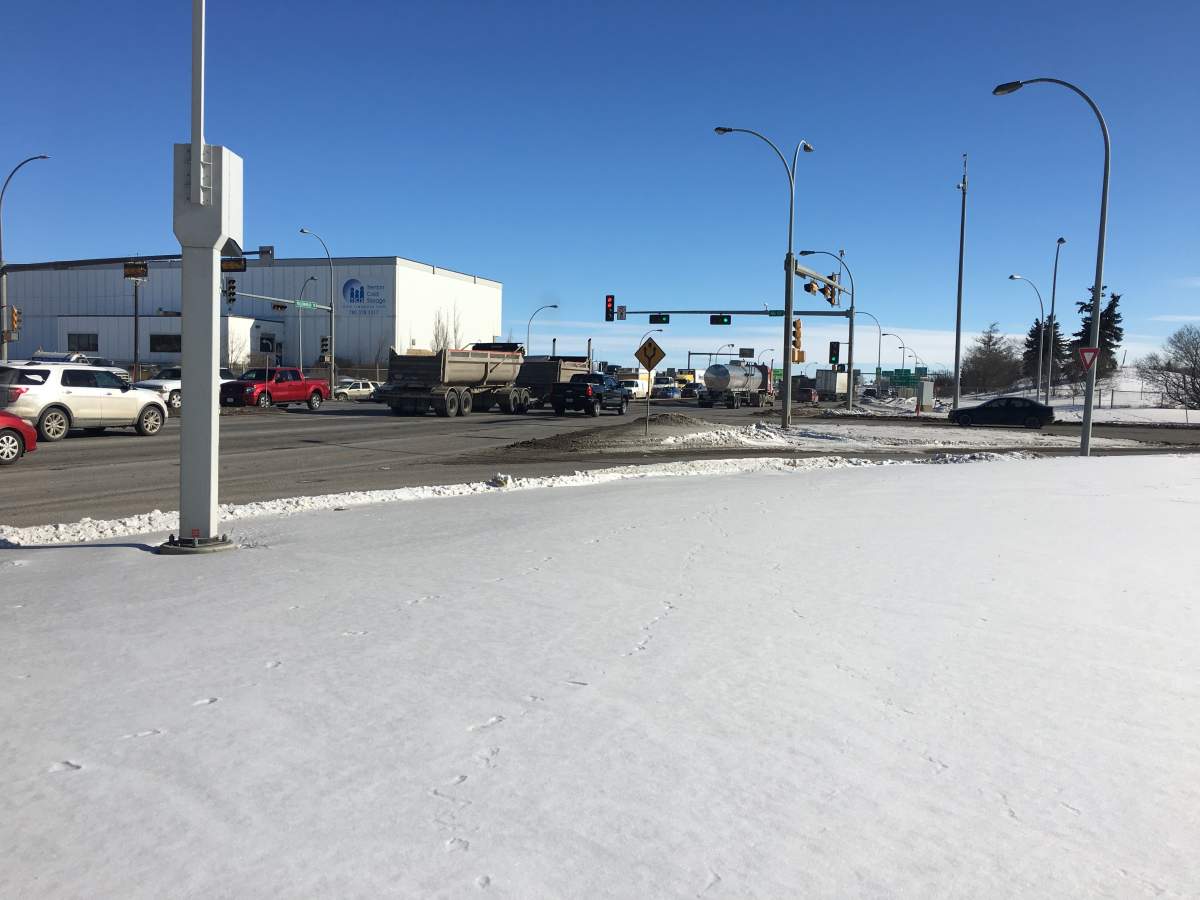 This intersection, Yellowhead Trail and 66 Street, will be closed if plans for the conversion to a freeway move ahead.