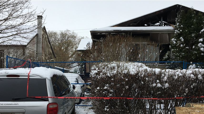 Scene tape surrounds a house in Bonnie Doon near 87 Street and 89 Avenue on Saturday, April 27, 2019.