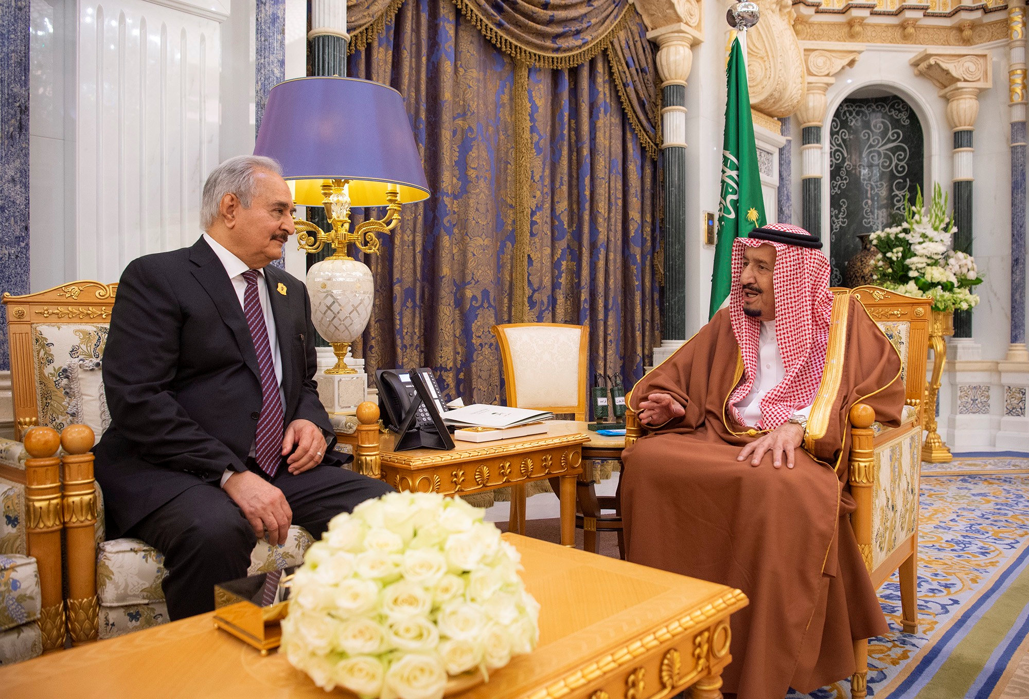 Saudi Arabia's King Salman and Khalifa Haftar