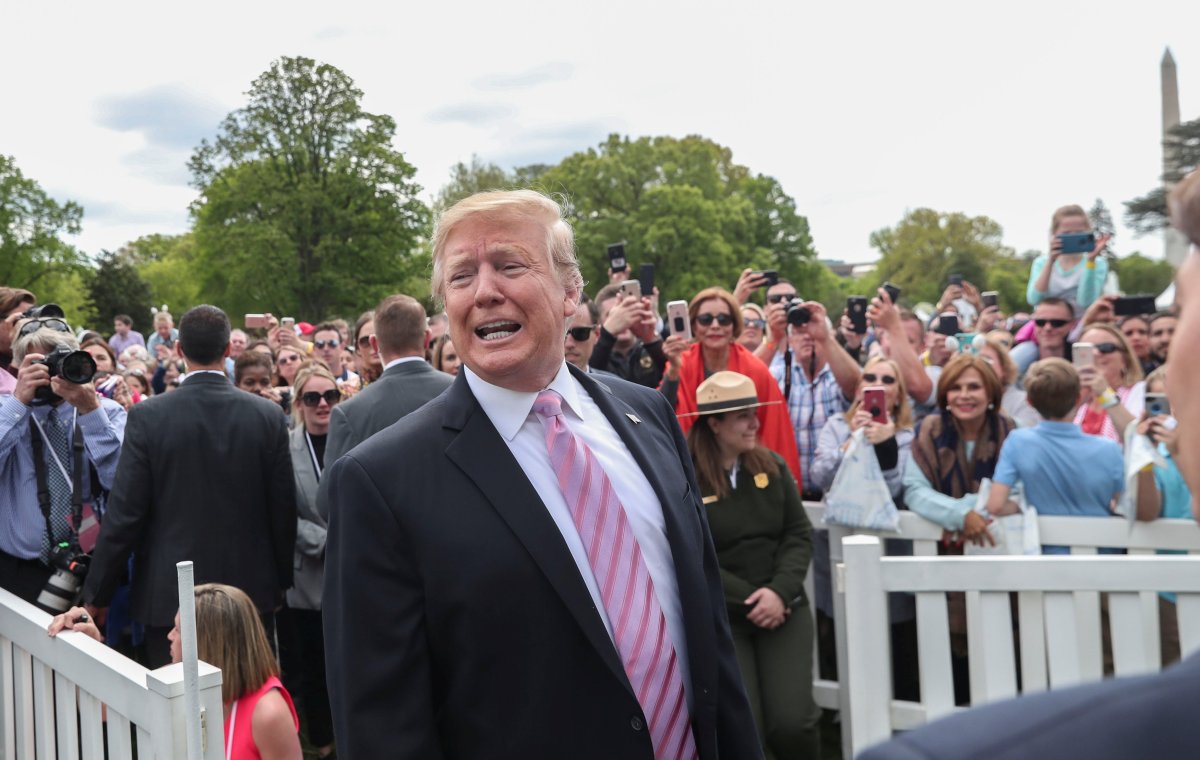 U.S. President Donald Trump attends the 2019 White House Easter Egg Roll on the South Lawn of the White House in Washington, U.S., April 22, 2019.   