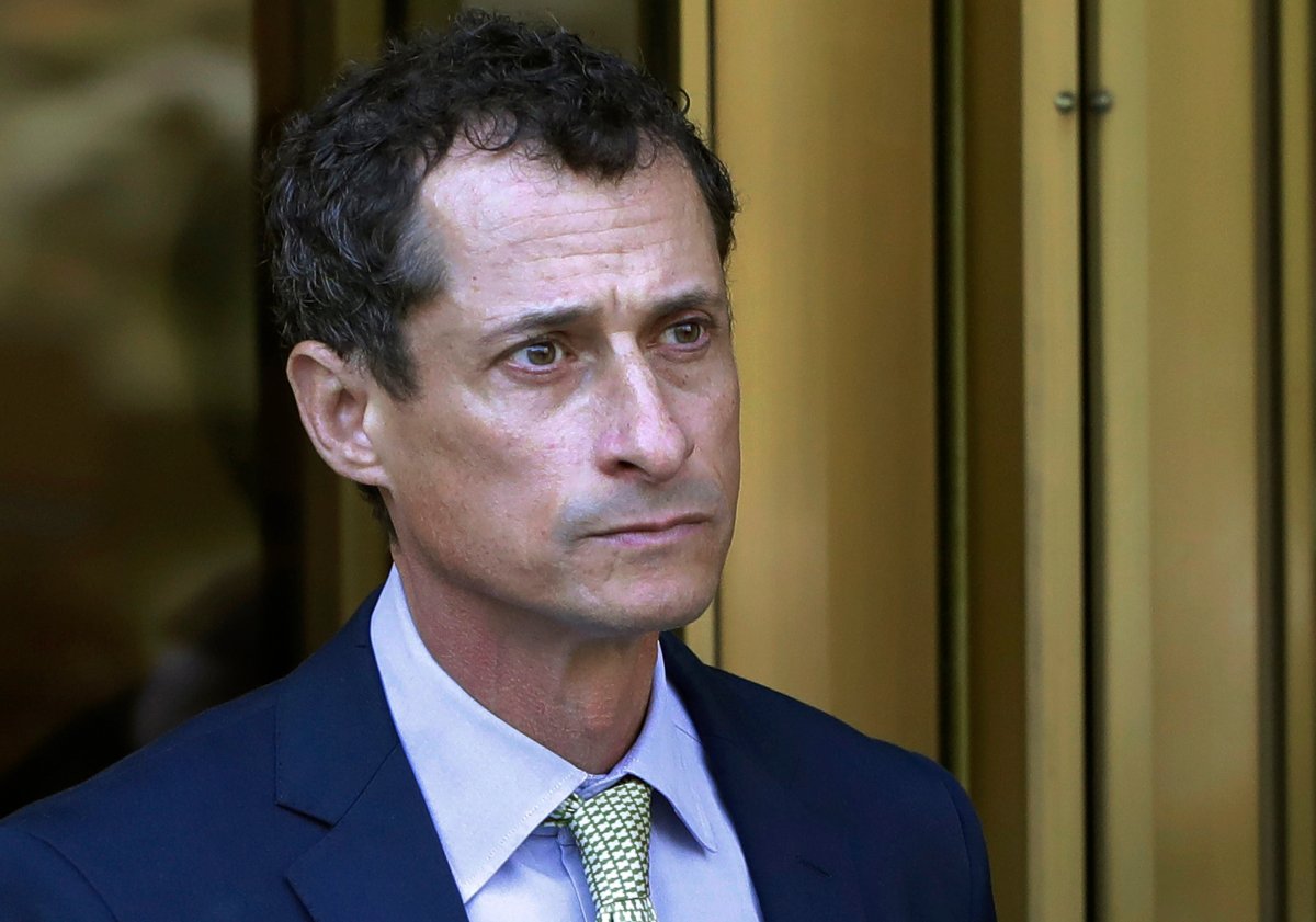 FILE - In this Sept. 25, 2017 file photo, former Congressman Anthony Weiner leaves federal court following his sentencing in New York. 