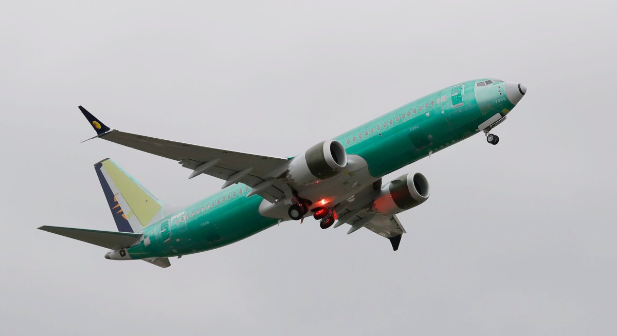 A Boeing 737 MAX 8 airplane being built for India-based Jet Airways, flies after taking off on a test flight, Wednesday, April 10, 2019, at Boeing Field in Seattle. Flight test and other non-passenger-bearing flights of the plane continue in the Seattle area where the plane is manufactured, as a world-wide grounding the the 737 MAX 8 continues, following fatal crashes of MAX 8's operated by Ethiopian Airlines and Lion Air. 