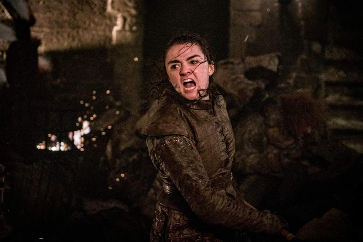 Arya Stark fights in the Battle of Winterfell.