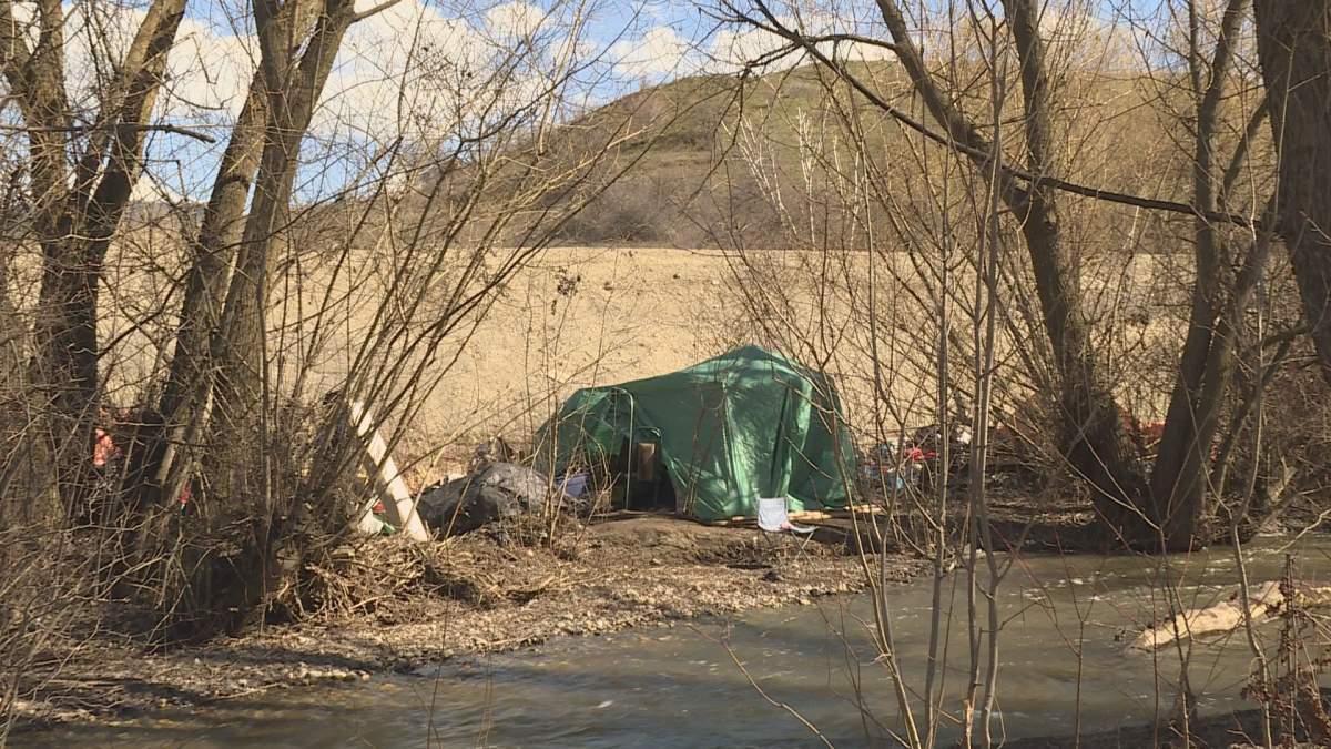 The province said it is not currently concerned about the safety of a homeless camp near the site of a provincial road project. However, campers will be asked to move when construction resumes. 