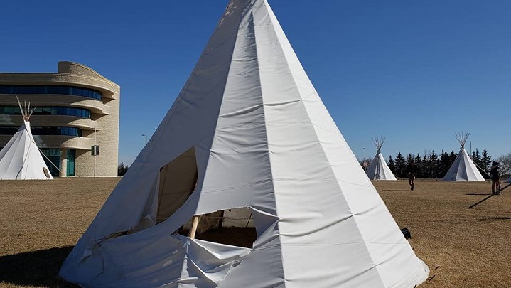 Two teepees were vandalized this past weekend on the First Nations University of Canada campus. 