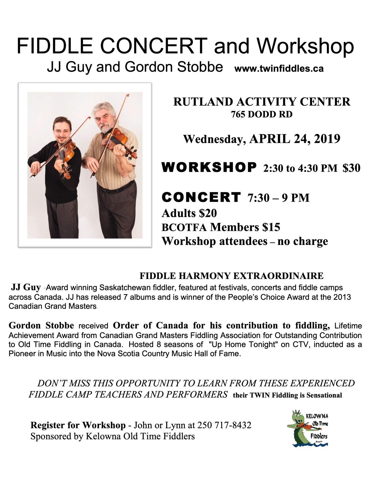 Gordon Stobbe and JJ Guy Concert and Workshops - image