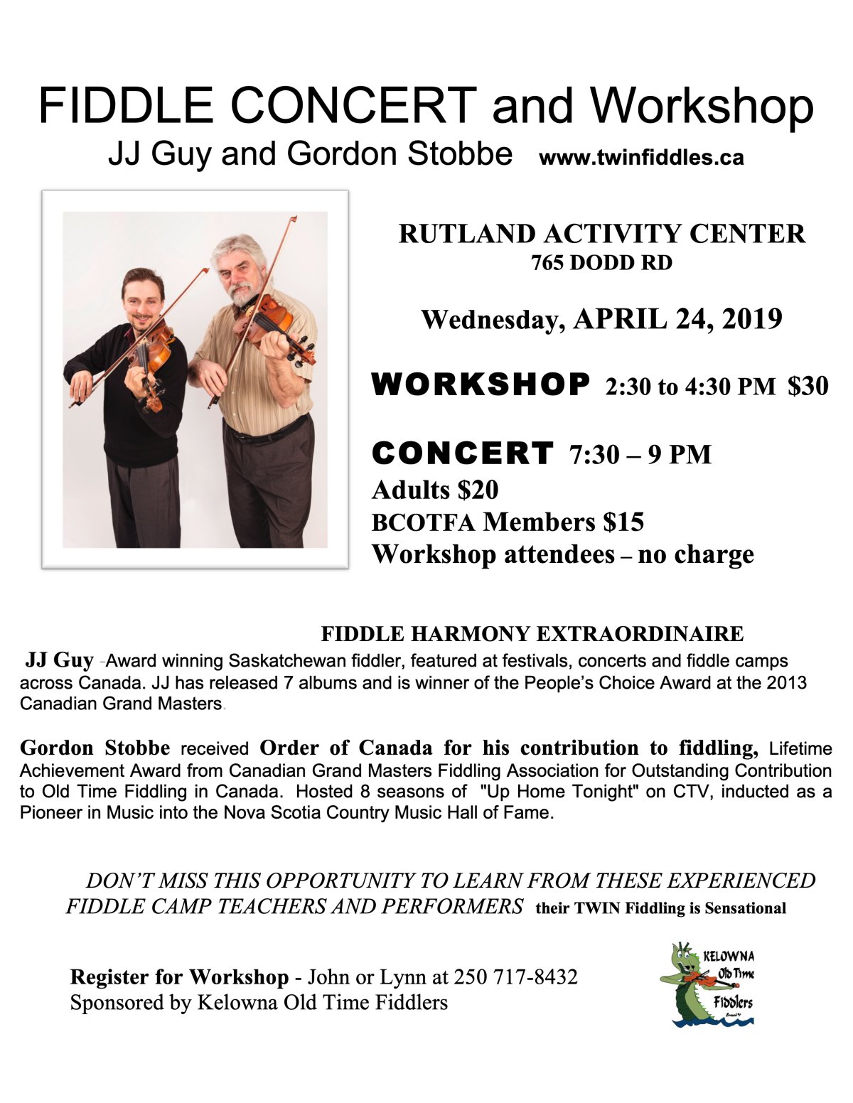 Gordon Stobbe and JJ Guy Concert and Workshops - image