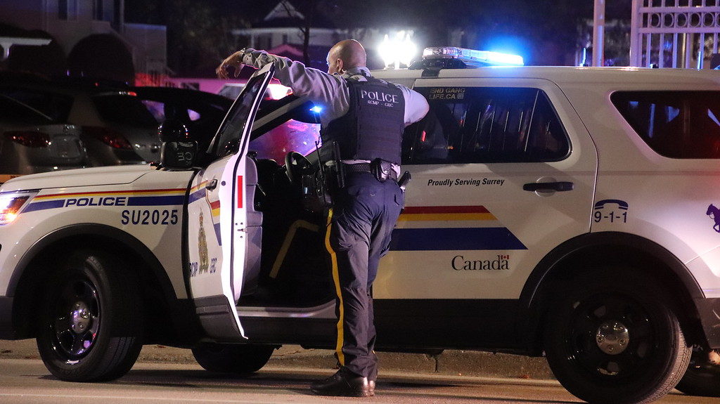 Surrey RCMP on the scene of a fatal shooting on April 10, 2019. 