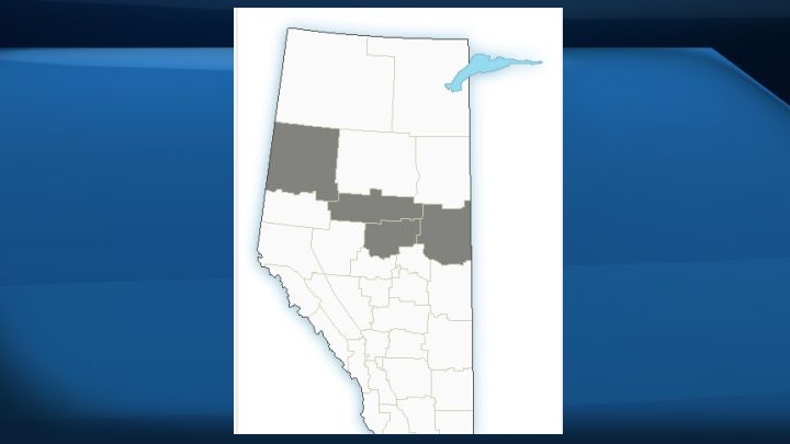 A map showing areas in Alberta that were under a fog advisory on April 7, 2019.