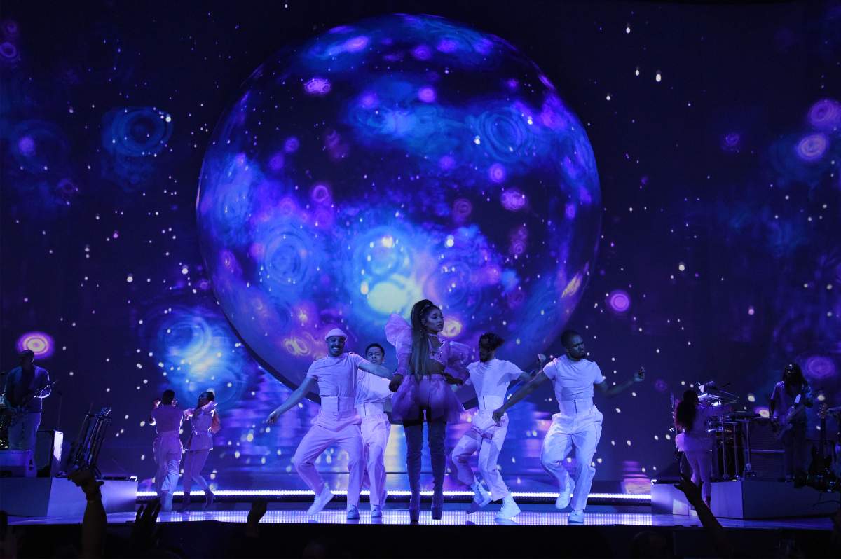 Ariana Grande performs onstage during the Sweetener world tour at Times Union Center on March 18, 2019 in Albany, N.Y.