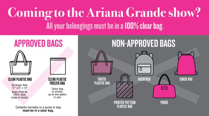 Clear bags only for Ariana Grande show at Rogers Place