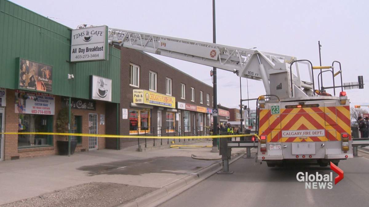 Calgary fire crews on scene of a blaze in a housing unit in the city's southeast on Tuesday, April 9. 