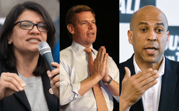 A federal criminal complaint says profanity-laden voicemails were left for   Rep. Rashida Tlaib of Michigan, Rep. Eric Swalwell of California and Sen. Cory Booker of New Jersey on Tuesday.