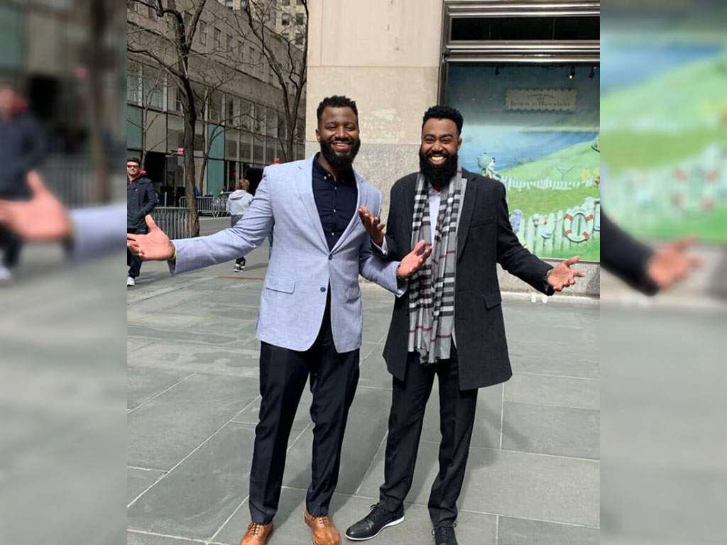 Walter Gordy, left, standing next to friend and half-brother Mark Tolson, right. 