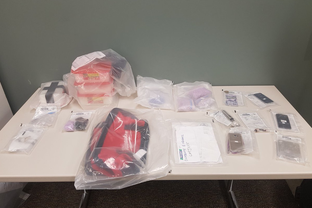 Police say they seized a large quantity of drugs on Monday.