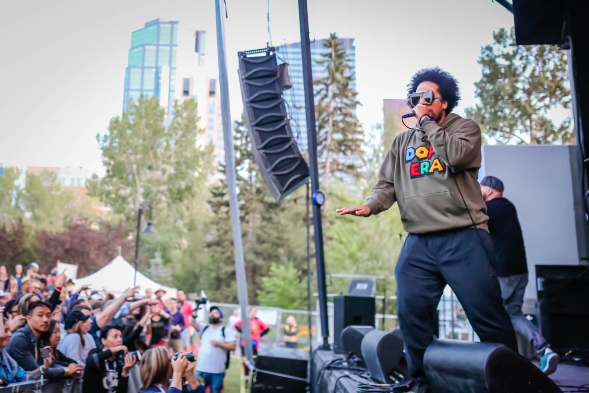 Blackalicious play National Stage 4 at the 2018 Calgary Folk Music Festival. 