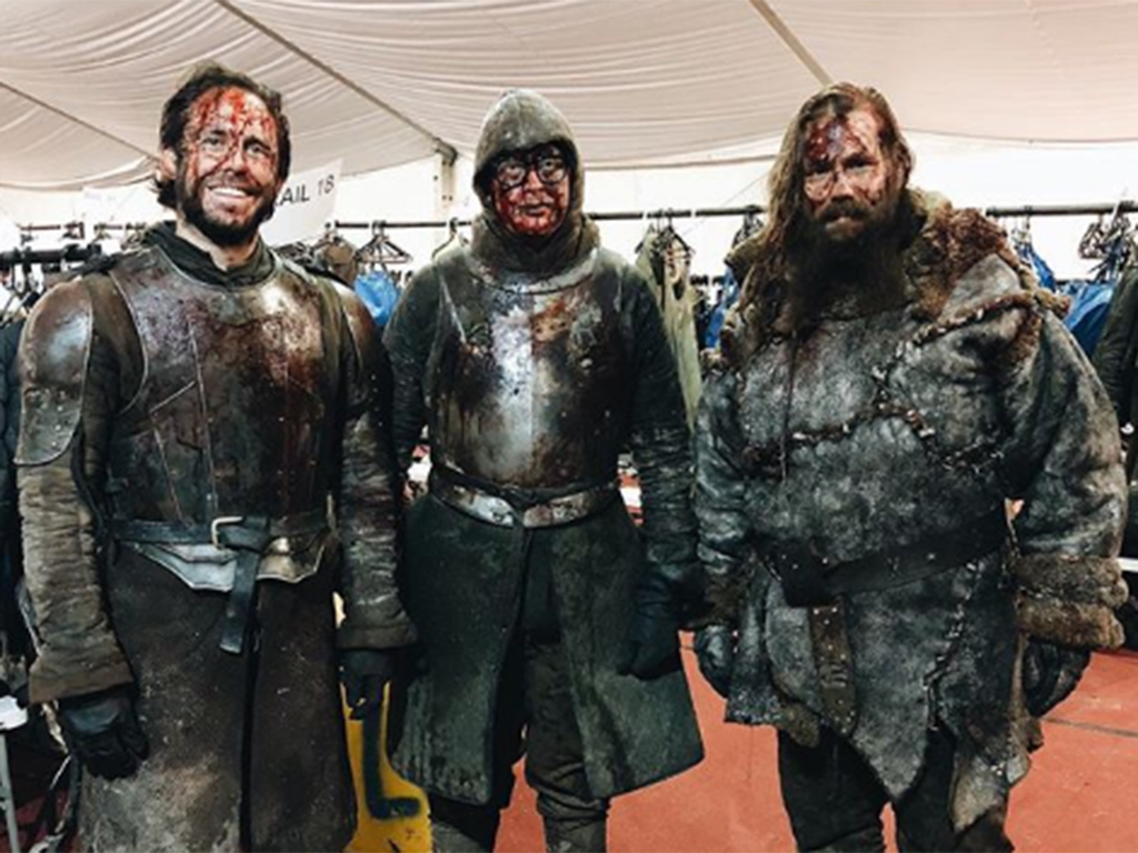 (R) Chris Stapleton on the set of 'Game of Thrones' before filming for Season 8 Episode 3 — 'The Long Night.'.