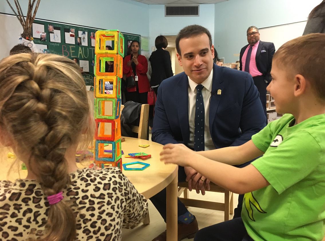 Nova Scotia Education Minster Zach Churchill visits Colby Village Elementary in Dartmouth on April 10, 2019. 