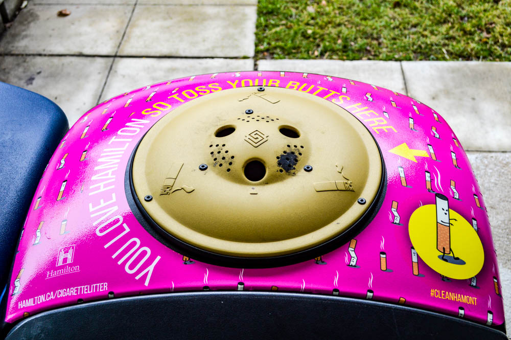 This week, the City of Hamilton is launching a cigarette litter prevention program to remind smokers that cigarette butts should be disposed of safely in an ashtray or receptacle, and never on the ground.
